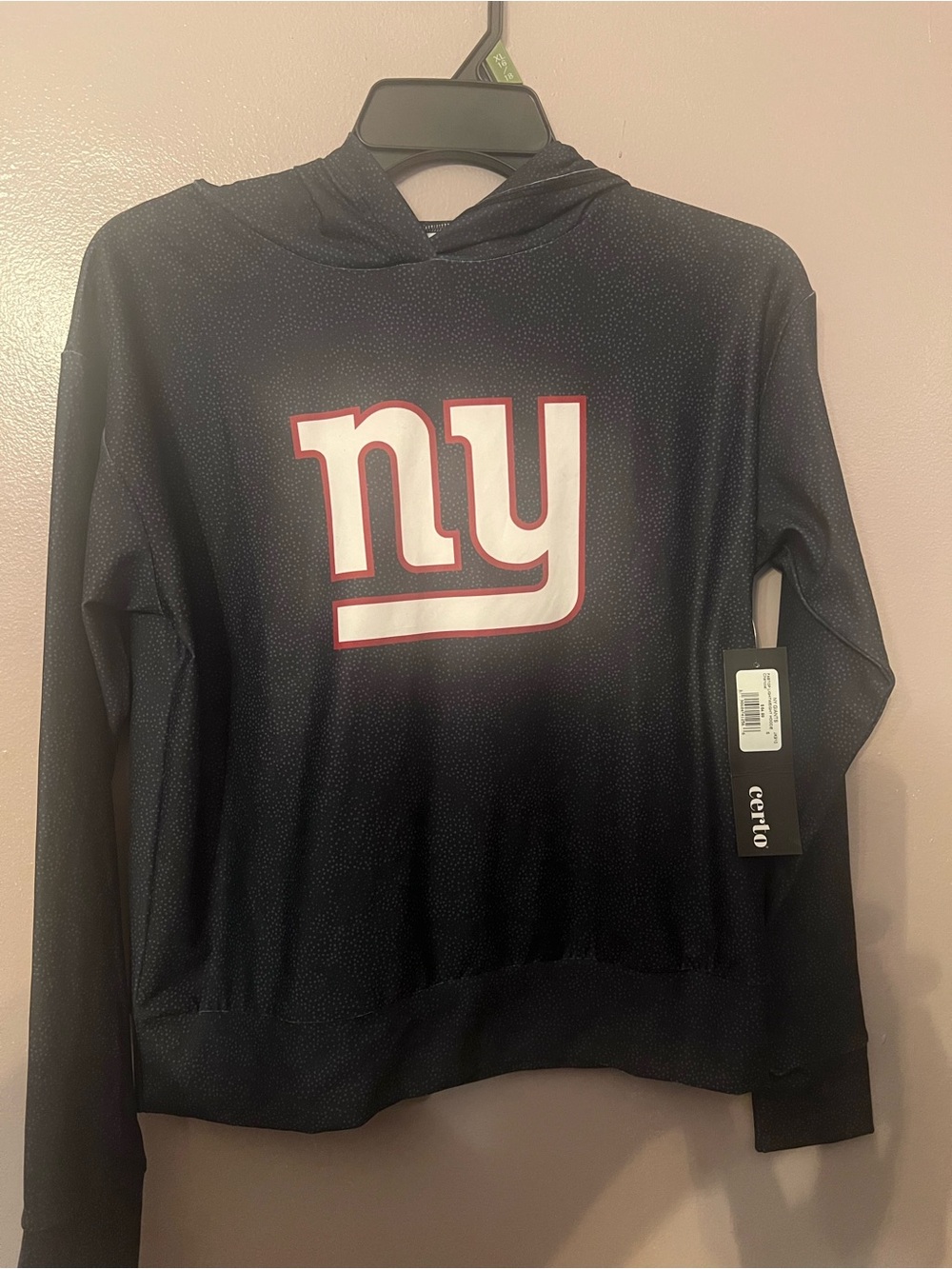 Men's NY Giants Logo Hooded Lightweight Navy New Size S w/Tag